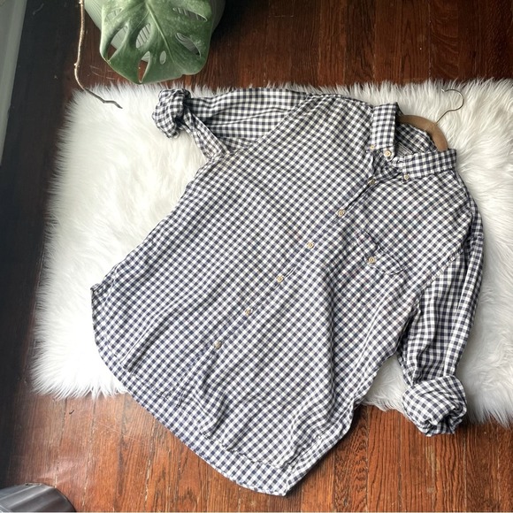 J. Crew Other - Blue Gingham Button Up Shirt Size Large 100% cotton